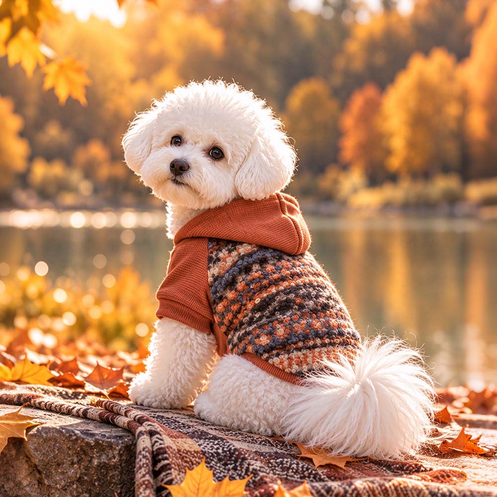 Personalized Pet Winter Warm Patchwork Hooded Sweatshirt | BKPet606