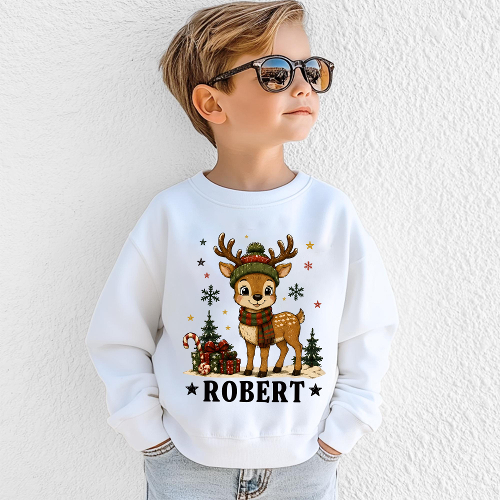 Personalized Christmas Kids Reindeer Sweatshirt | MCGift420
