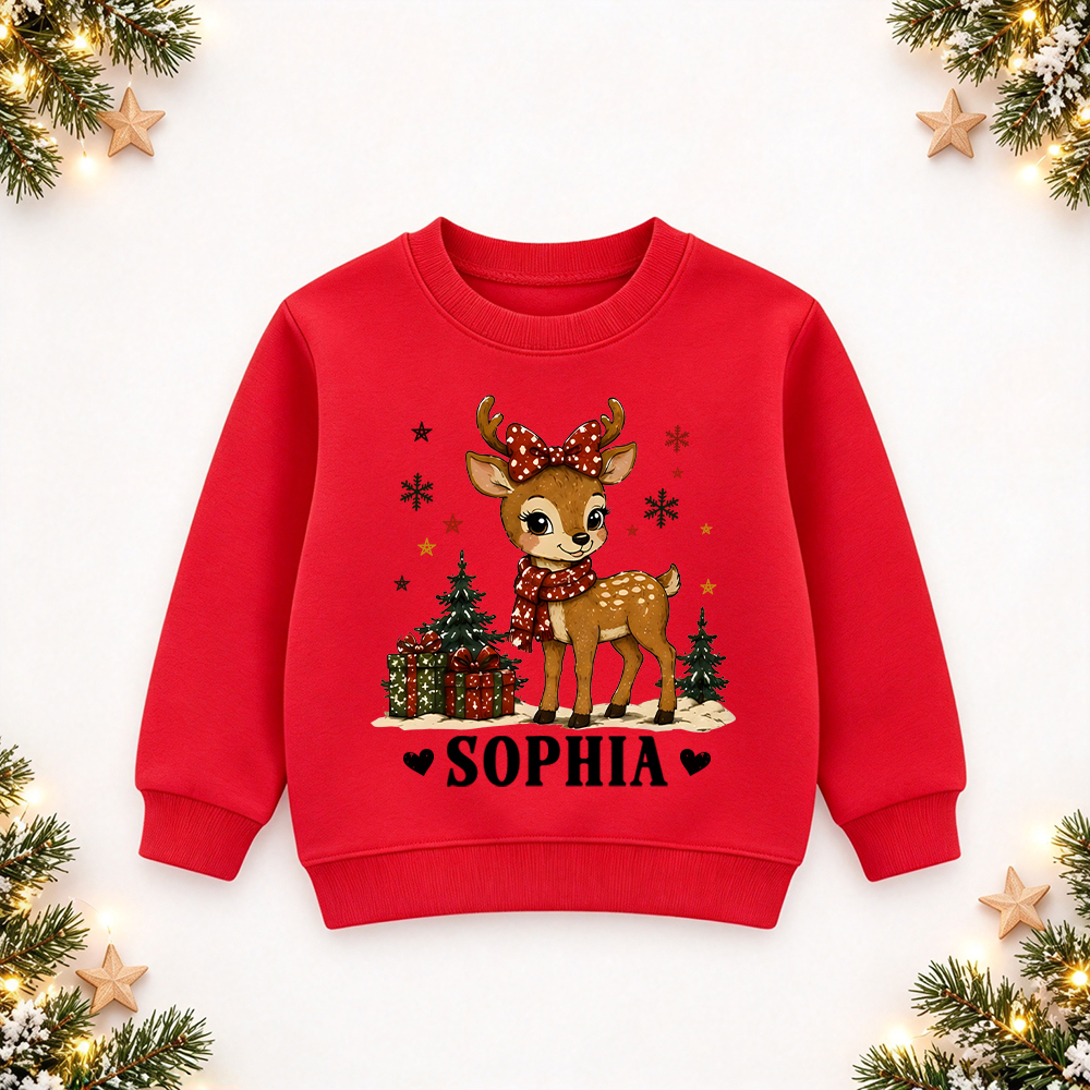 Personalized Christmas Kids Reindeer Sweatshirt | MCGift420