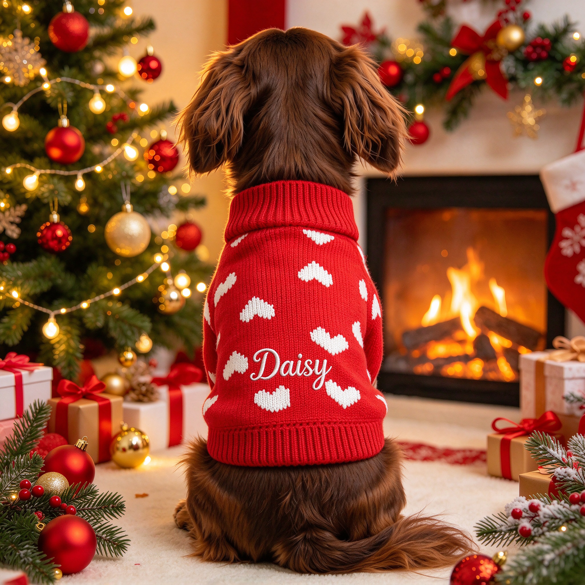 Personalized Embroidered Pets Christmas Knit Sweater | MCGift413
