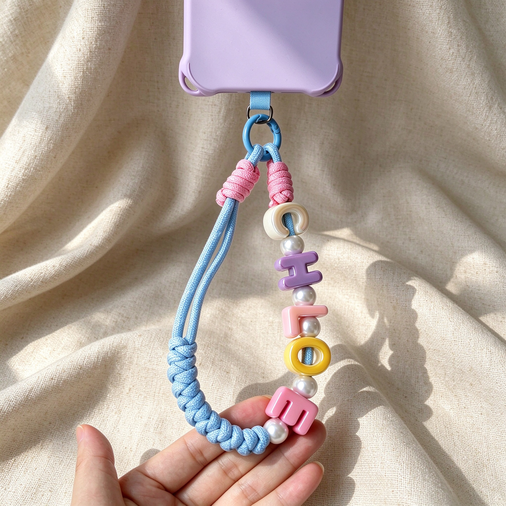Personalized Colorful Name Letter Phone Charms With Lanyard Wristlet | CWGift112