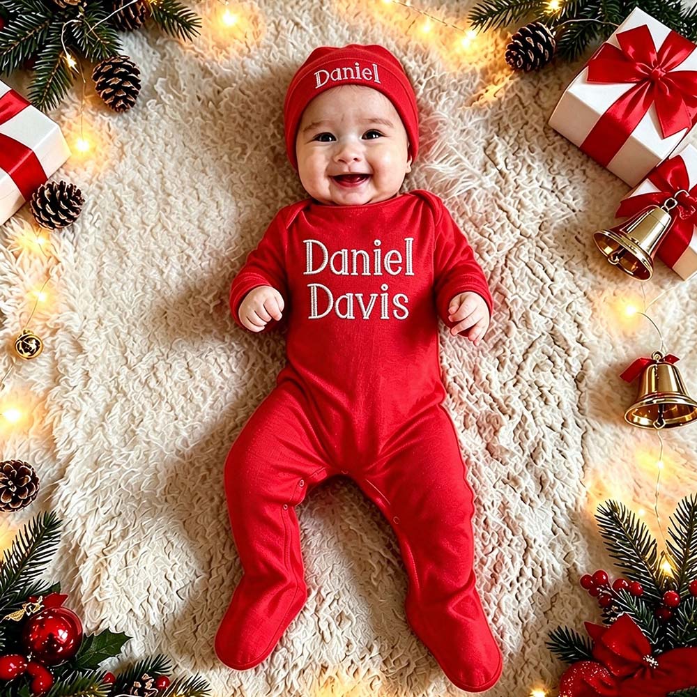 Personalized Embroidery Baby Coming Home Outfit Set With Hat | CWBaby562