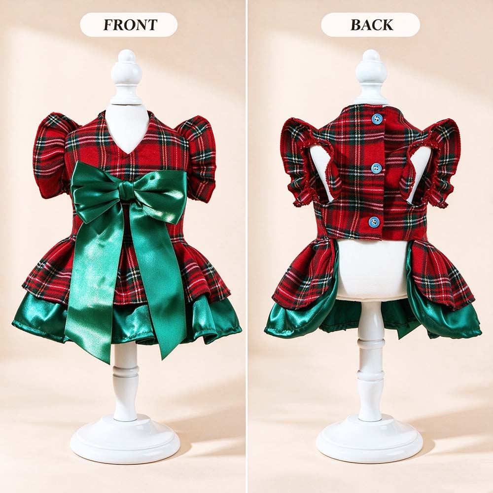 Personalized Embroidered Christmas Pet Dress with Bow | MCGift433