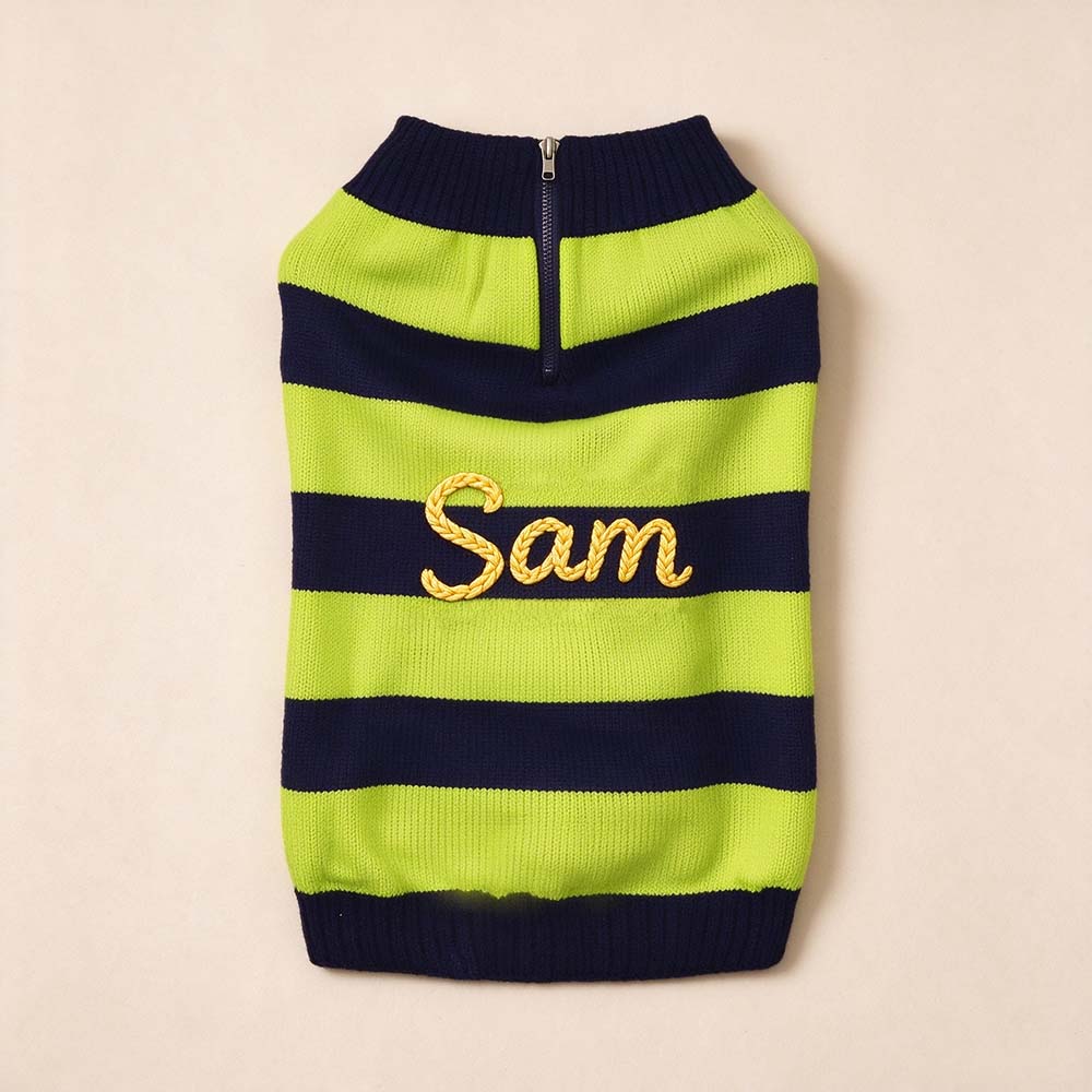 Personalized Hand Embroidery Pets Stripe Sweater | BKPet623