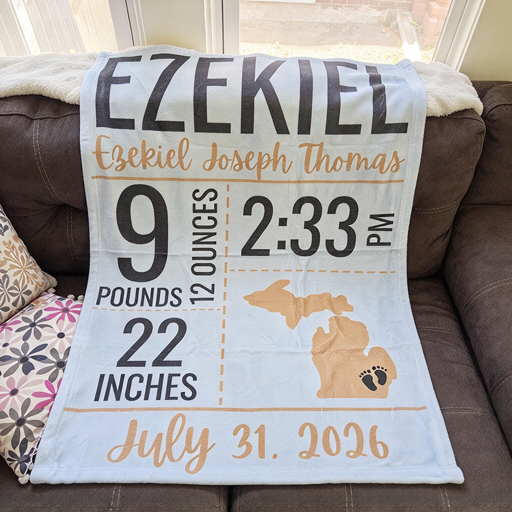 Personalized Baby Newborn Blanket with Birth Information | BKMS020