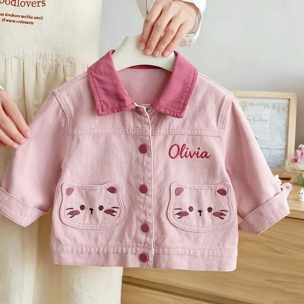 Personalized Embroidered Cute Kitty Jacket for Kids | CWBaby553
