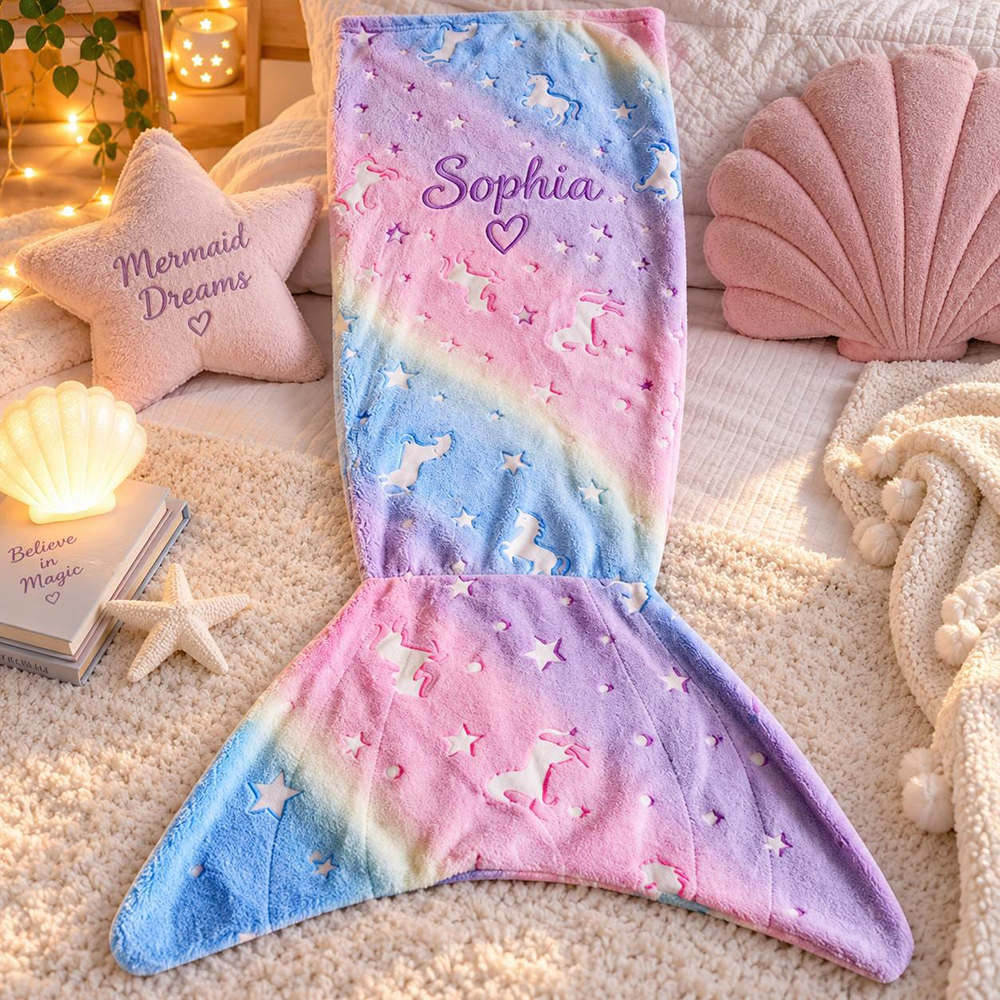 Personalized Dreamy Soft & Comfortable Mermaid Tail Blanket | CWBaby561