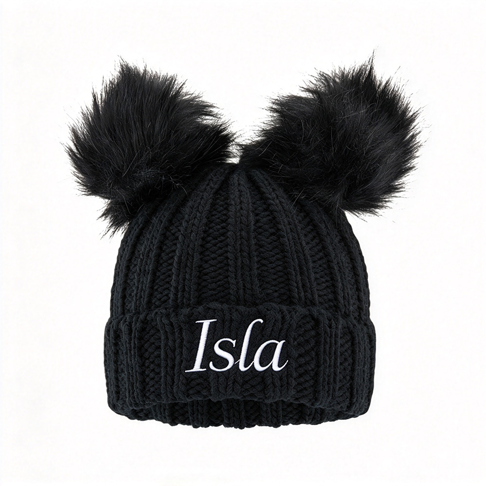 Personalized Embroidery Kid & Adult Pom Pom Hat for Comfort & Unique | HSKid07