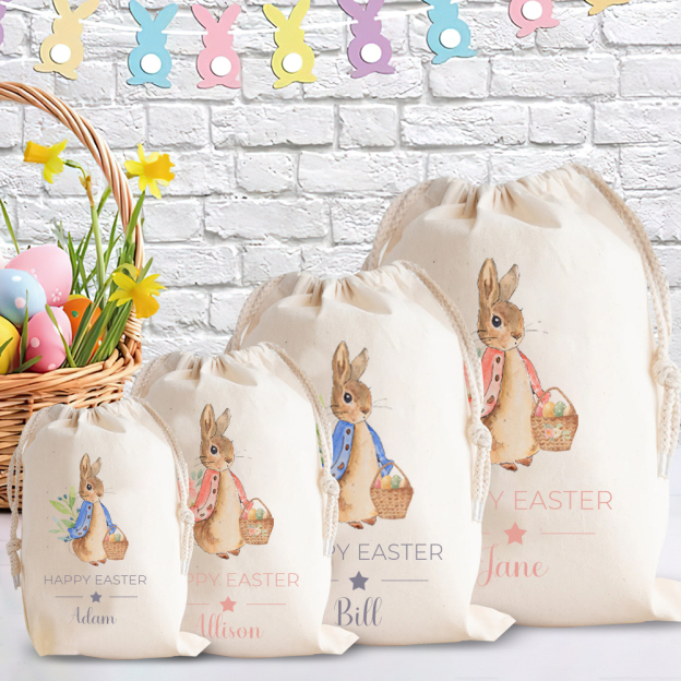 Personalized Name Bunny Easter Gift Sack | CWEaster26