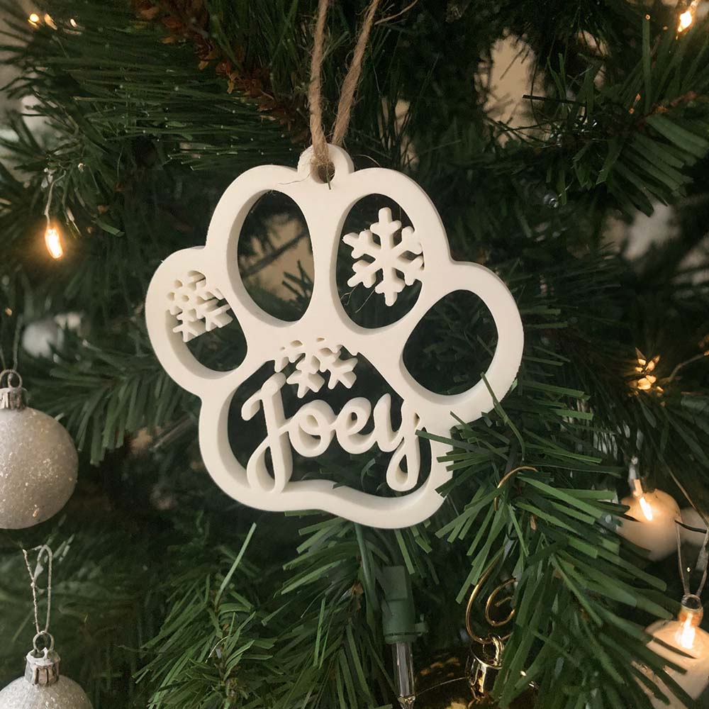 Personalized 3D Printed Pet Paw Christmas Ornament | BKPet646