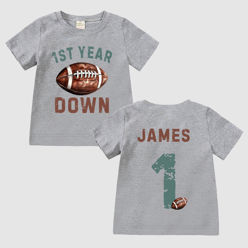 Personalized First Year Down Football Birthday T-Shirt | inBirth20