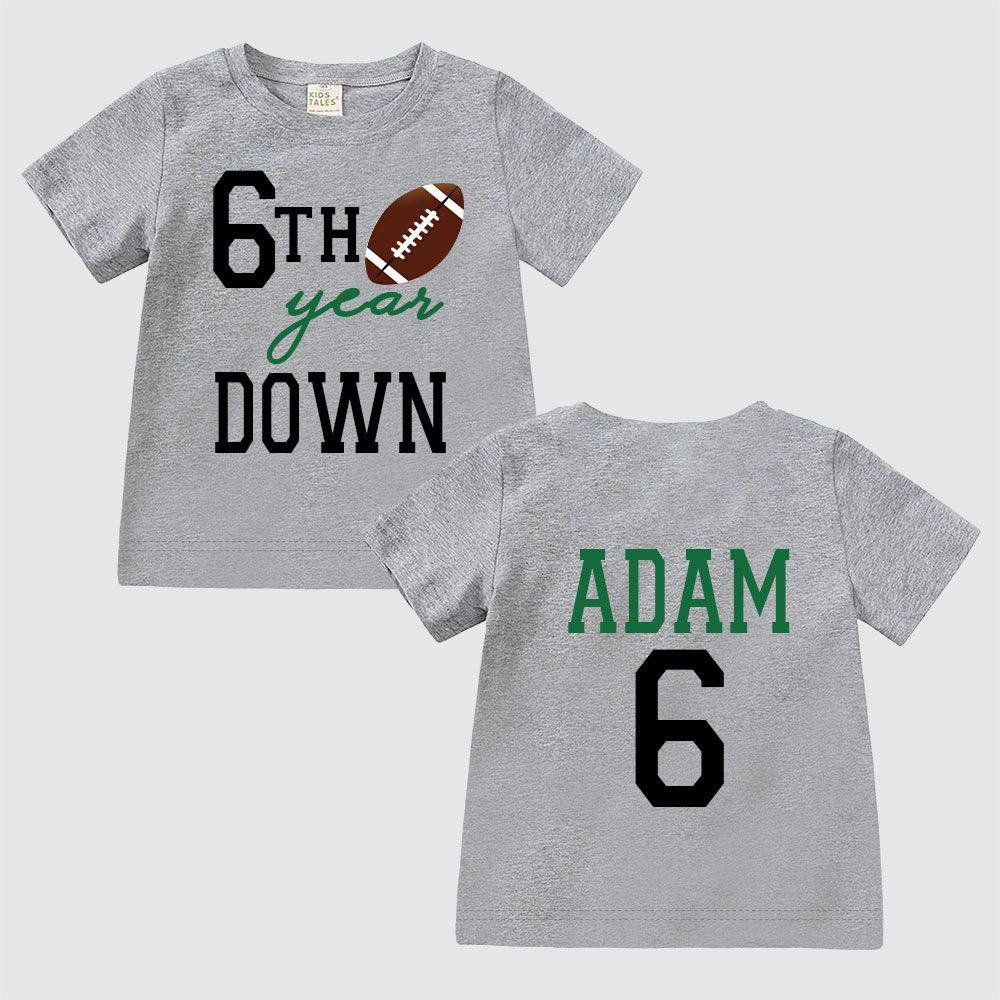 Personalized Three Year Down Football Birthday T-Shirt | inBirth21