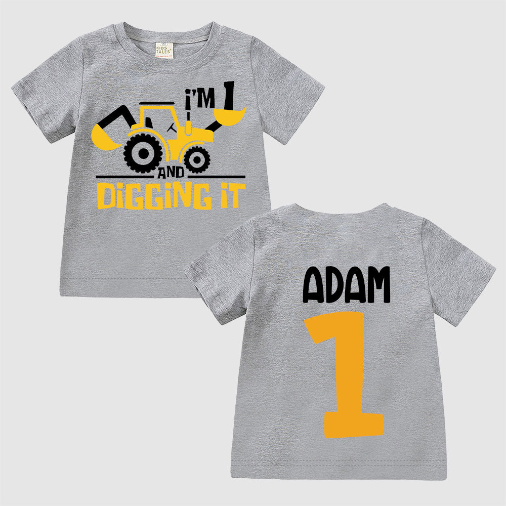 Personalized Digging It Construction Birthday T-Shirt | inBirth22