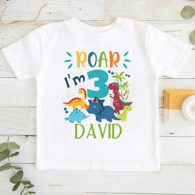 Personalized Dinosaur ROAR Party Birthday T-Shirt | inBirth02