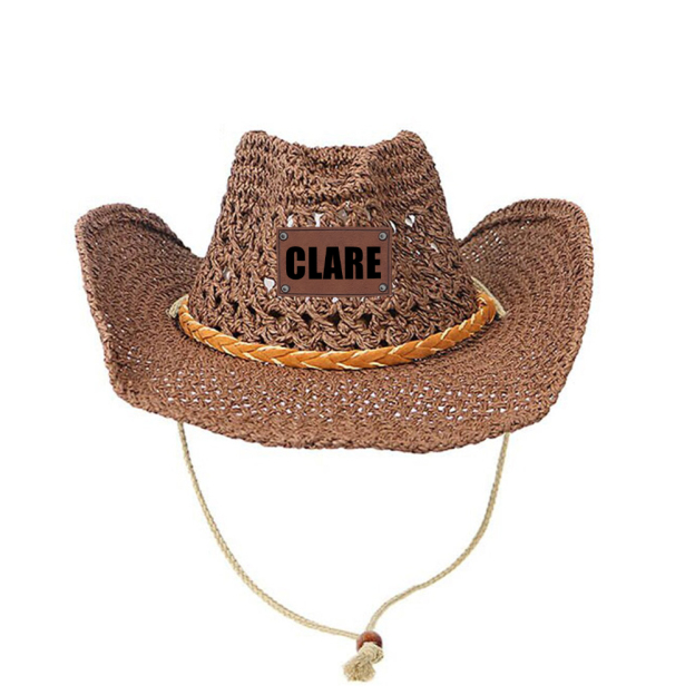 Personalized Summer Leather Patch Straw Hat for Comfort & Unique | CWBeach75
