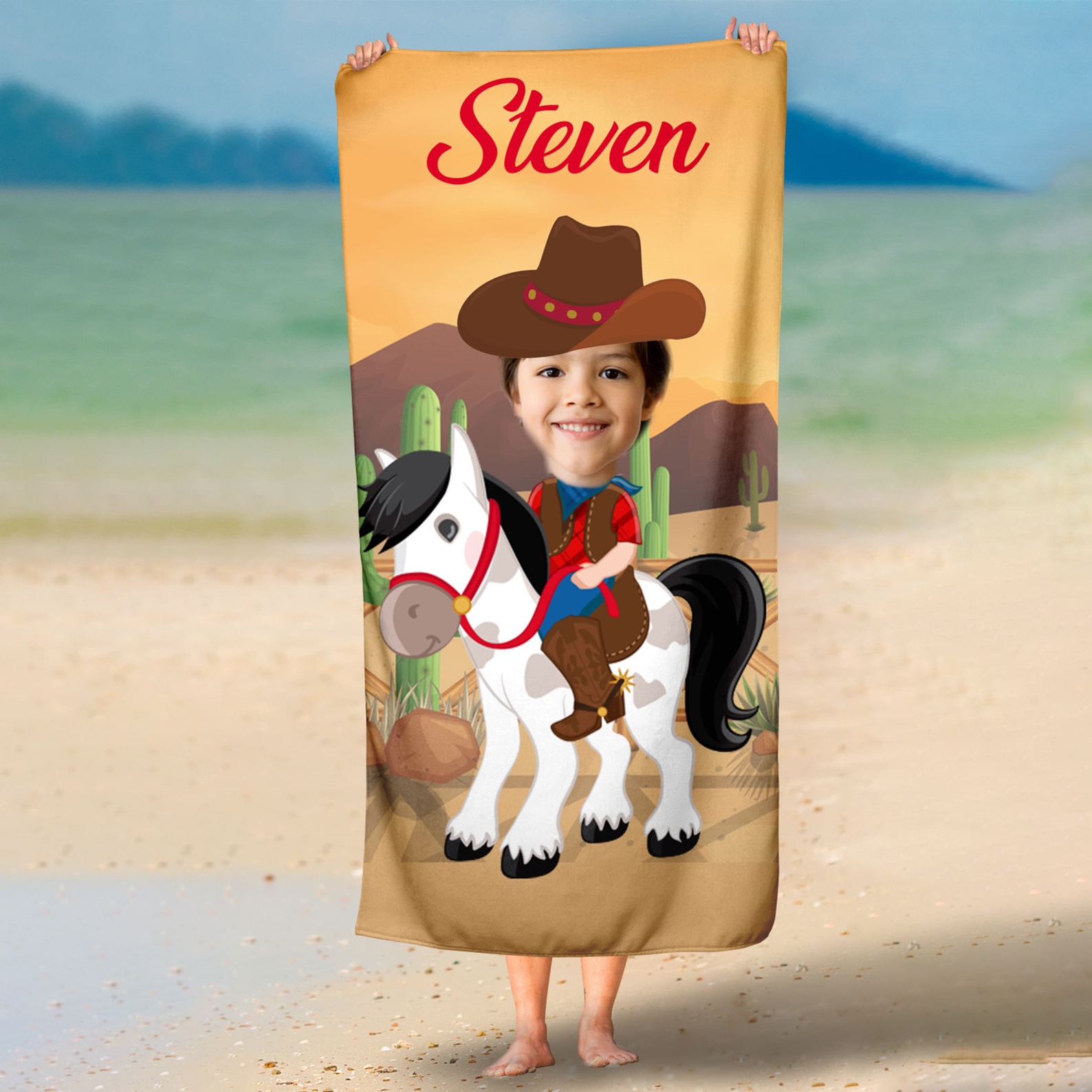 Personalized Lovely Face Kid Towel for Summer & Beach | CWTowel118