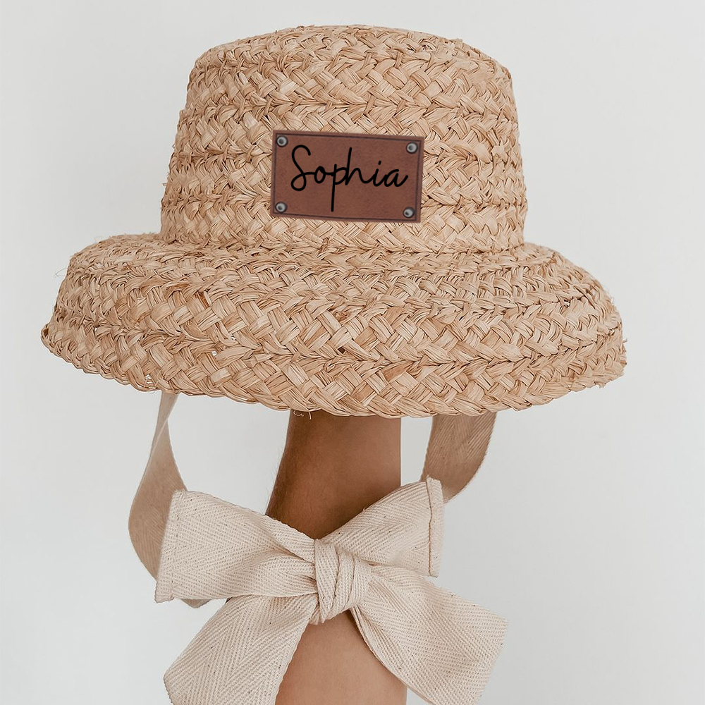 Personalized Summer Leather Patch Straw Hat for Comfort & Unique | CWBeach85