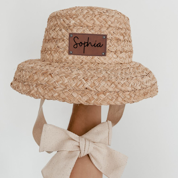 Personalized Summer Leather Patch Straw Hat for Comfort & Unique | CWBeach85