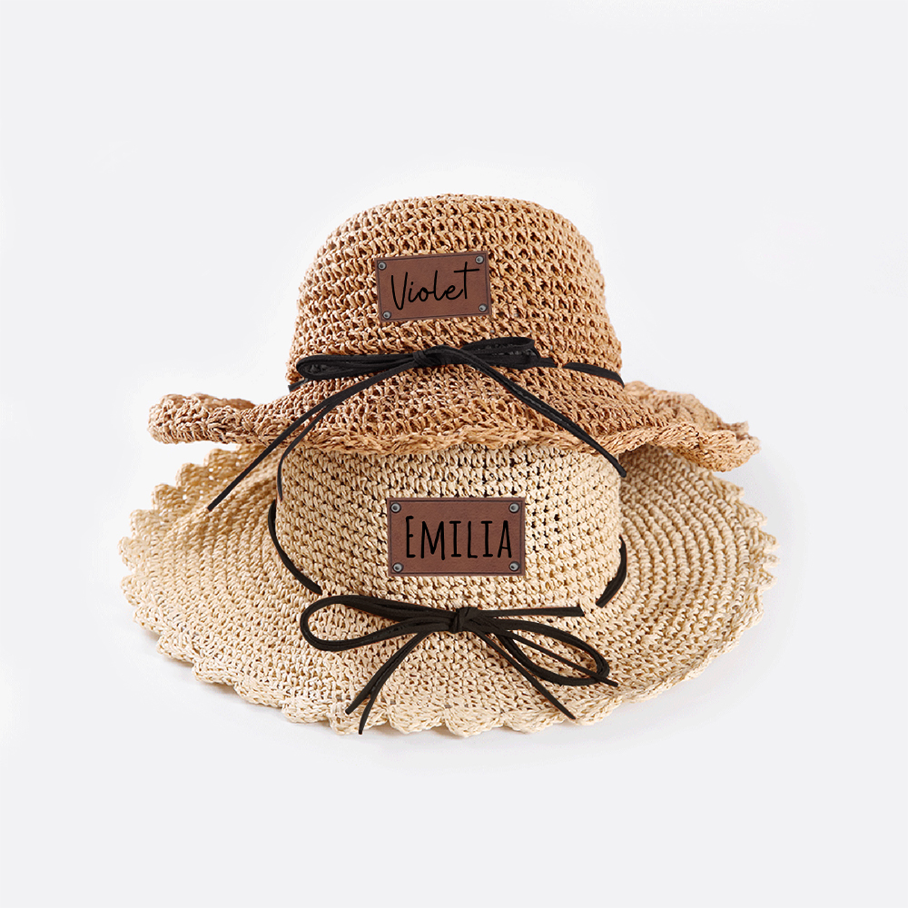 Personalized Bow Leather Patch Straw Hat for Comfort & Unique | CWBeach86