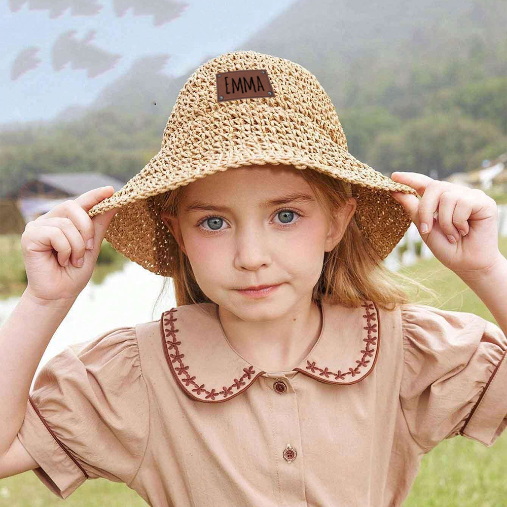 Personalized Colorful Leather Patch Straw Hat for Comfort & Unique | CWBeach86