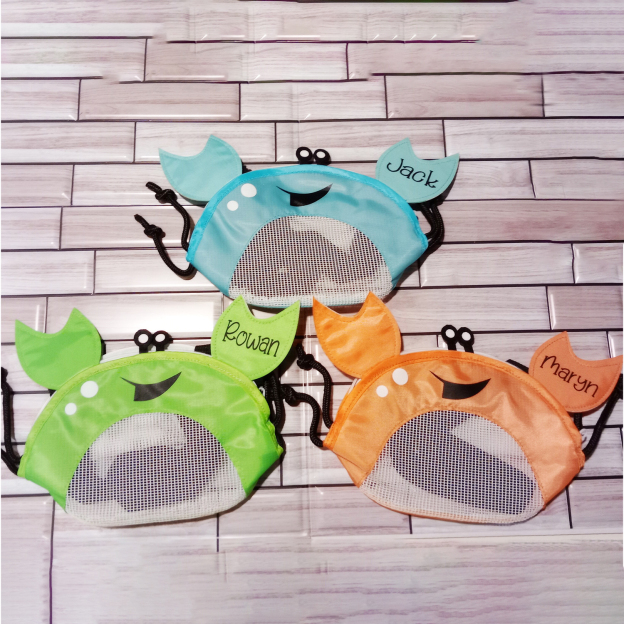 Personalized Crab Seashell Zipper Mesh Beach Bag | CWBeach90