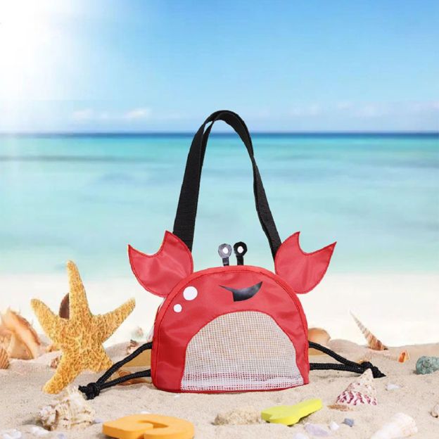 Personalized Crab Seashell Zipper Mesh Beach Bag | CWBeach90