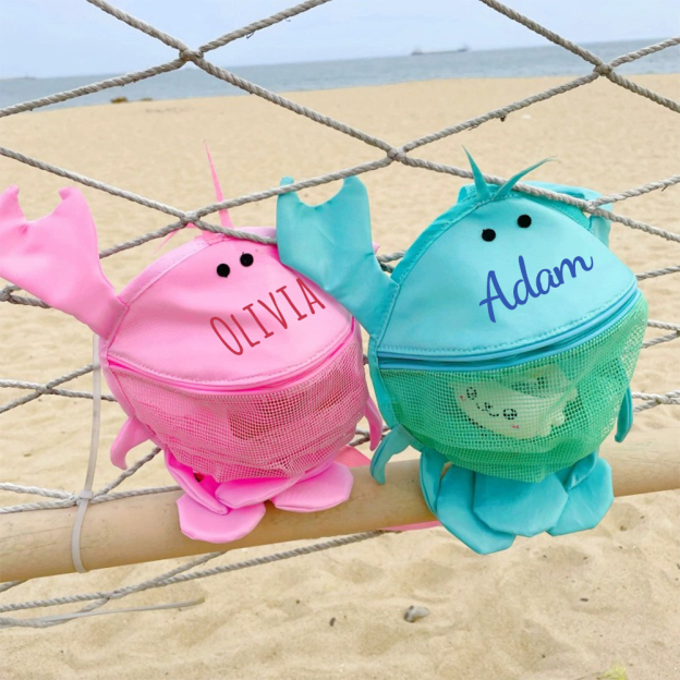 Personalized Lovely Lobster Seashell Zipper Mesh Beach Bag | CWBeach94