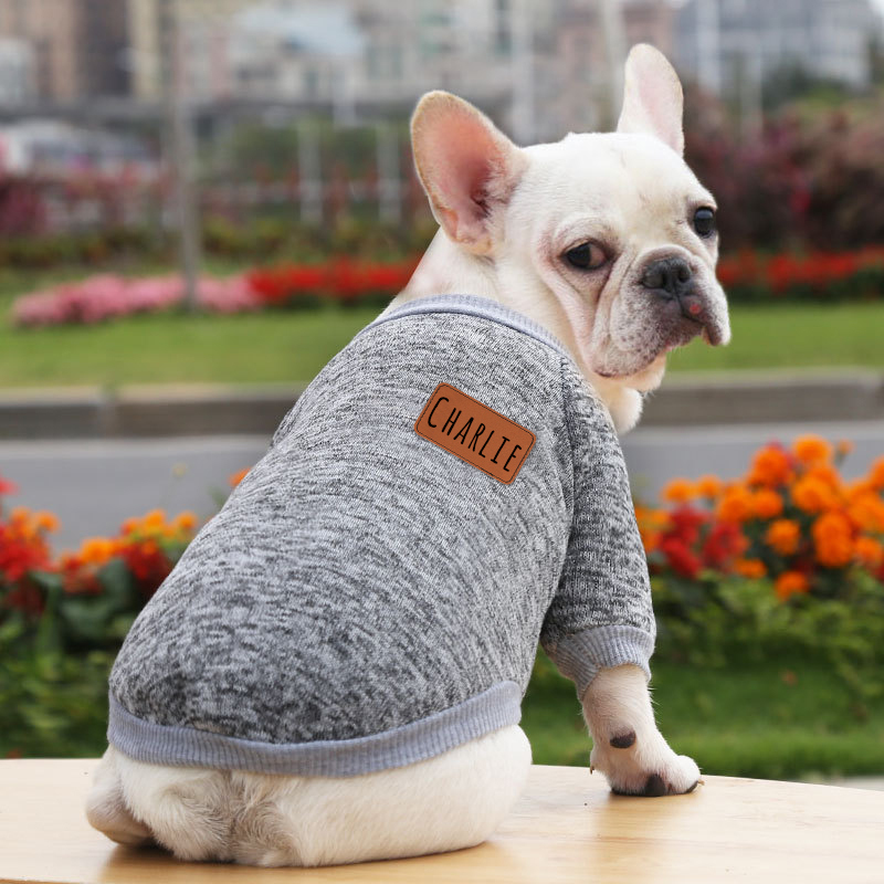 Personalized Leather Patch Pets Color Sweater | BKPet57