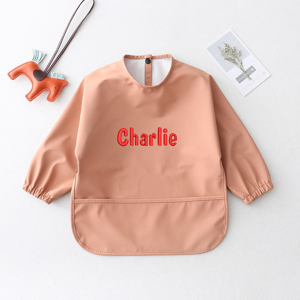 Personalised Baby Long Sleeve Waterproof Color Bib  | CWBaby61