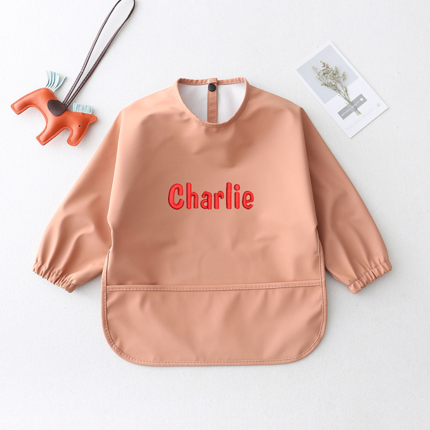 Personalised Baby Long Sleeve Waterproof Color Bib  | CWBaby61