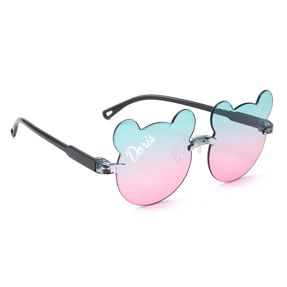 Personalized Bear Outline Rimless Sunglasse For Kids | CWBeach101