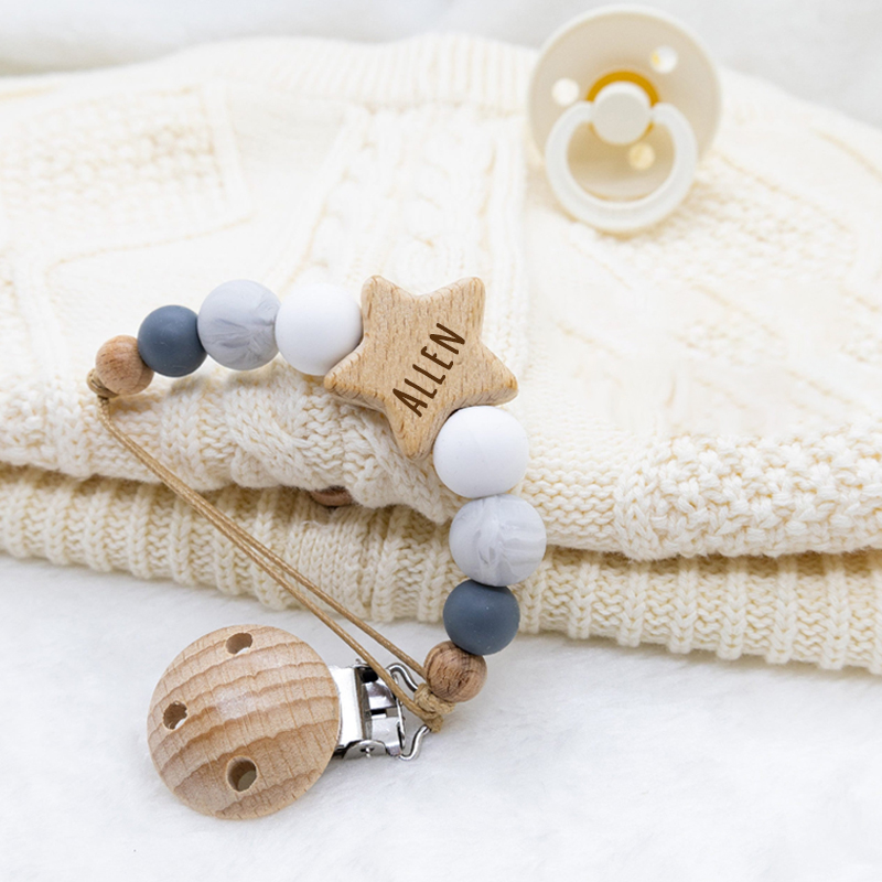 Personalized Baby Pacifier Star Color Bead Clip | CWBaby64
