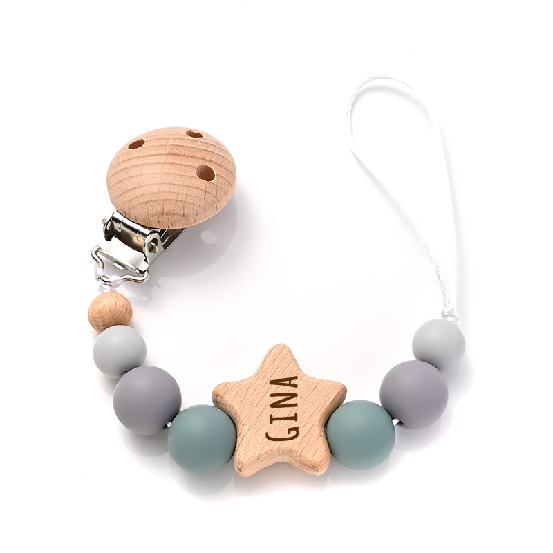 Personalized Baby Pacifier Star Color Bead Clip | CWBaby64