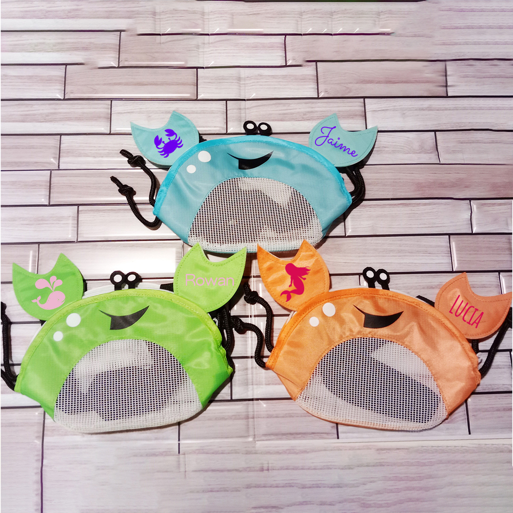 Personalized Crab Seashell Zipper Mesh Beach Bag | CWBeach111