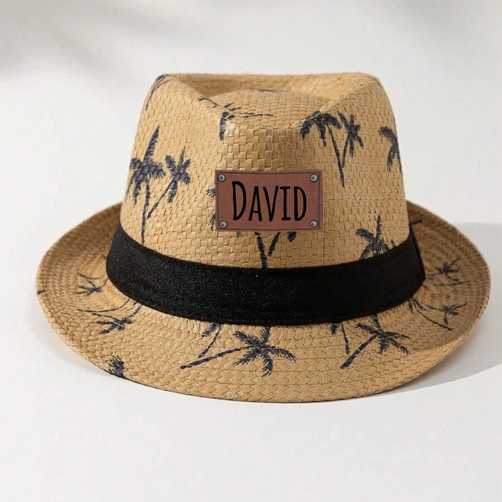 Personalized Summer Leather Patch Straw Hat for Comfort & Unique | CWBeach105