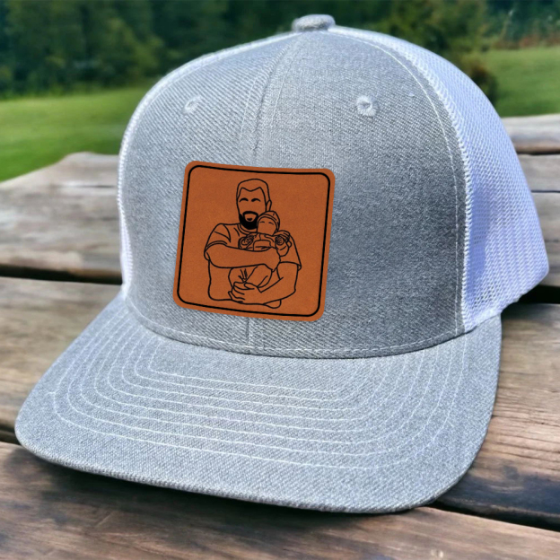 Personalized Engraved Outline Portrait Trucker Hat Gifts for Dad | CWBeach107