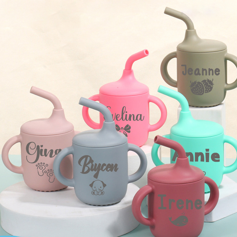 Personalised Baby Food Grade Sippy Silicone Cup  | CWBaby5301