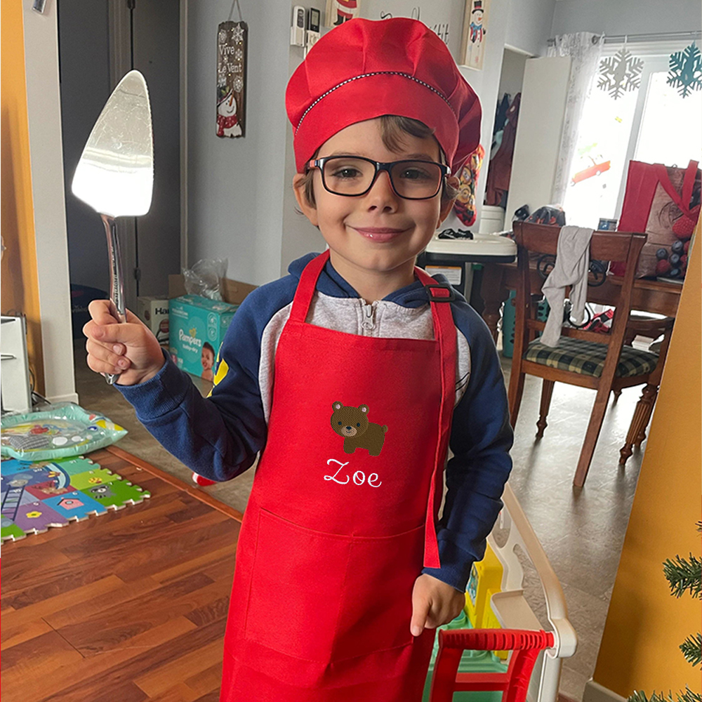 Personalized Embroidery Color Apron and Hat Set for Kid | Apron26