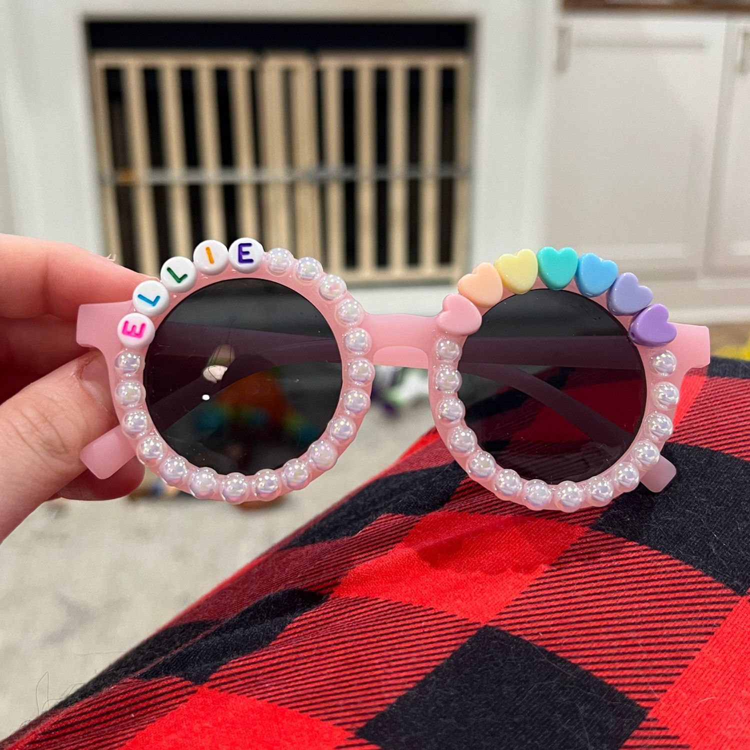 Personalized Name with Pearl & Heart Sunglasses For Kids | CWBeach109