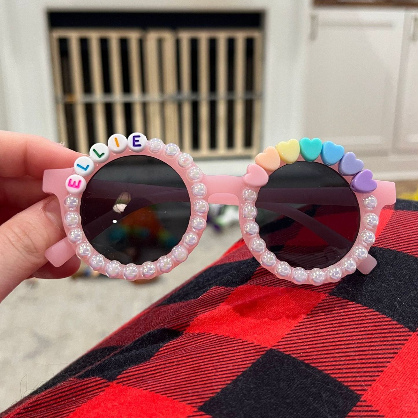 Personalized Name with Pearl & Heart Sunglasses For Kids | CWBeach109