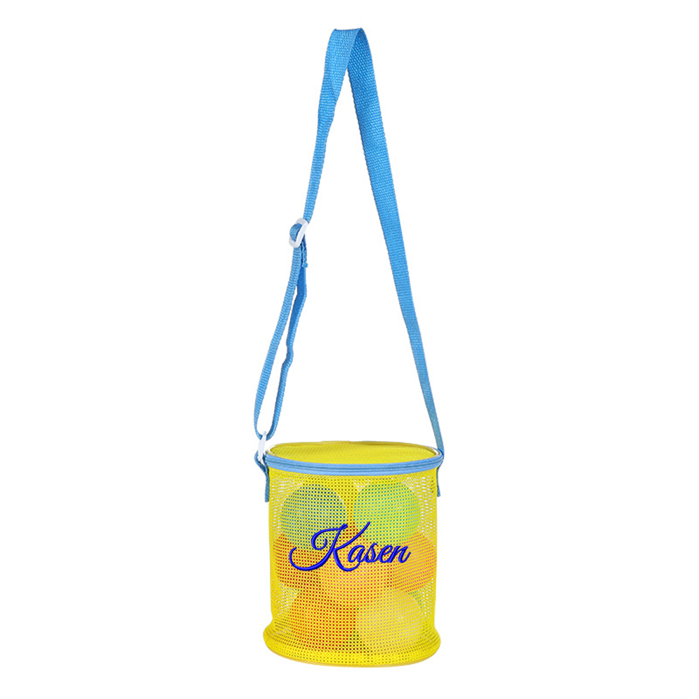 Personalized Embroidery Seashell Zipper Mesh Beach Bucket | CWBeach114