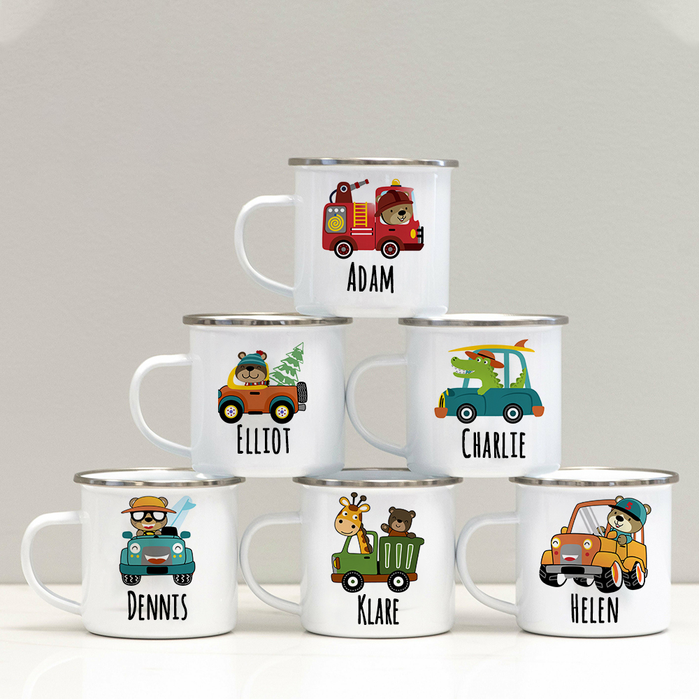Personalised 12oz Cute Vehicle Mugs for Kids | KidMug28