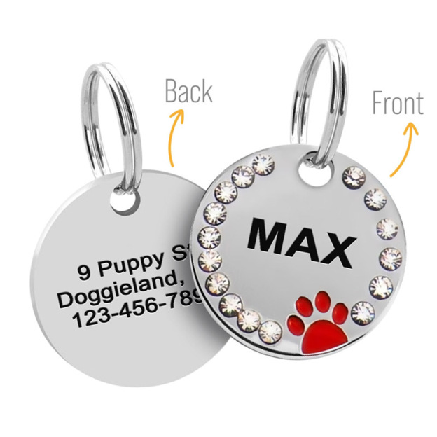 Personalized Sparkling Paw Double Sided Pet ID Tag | BKPet63