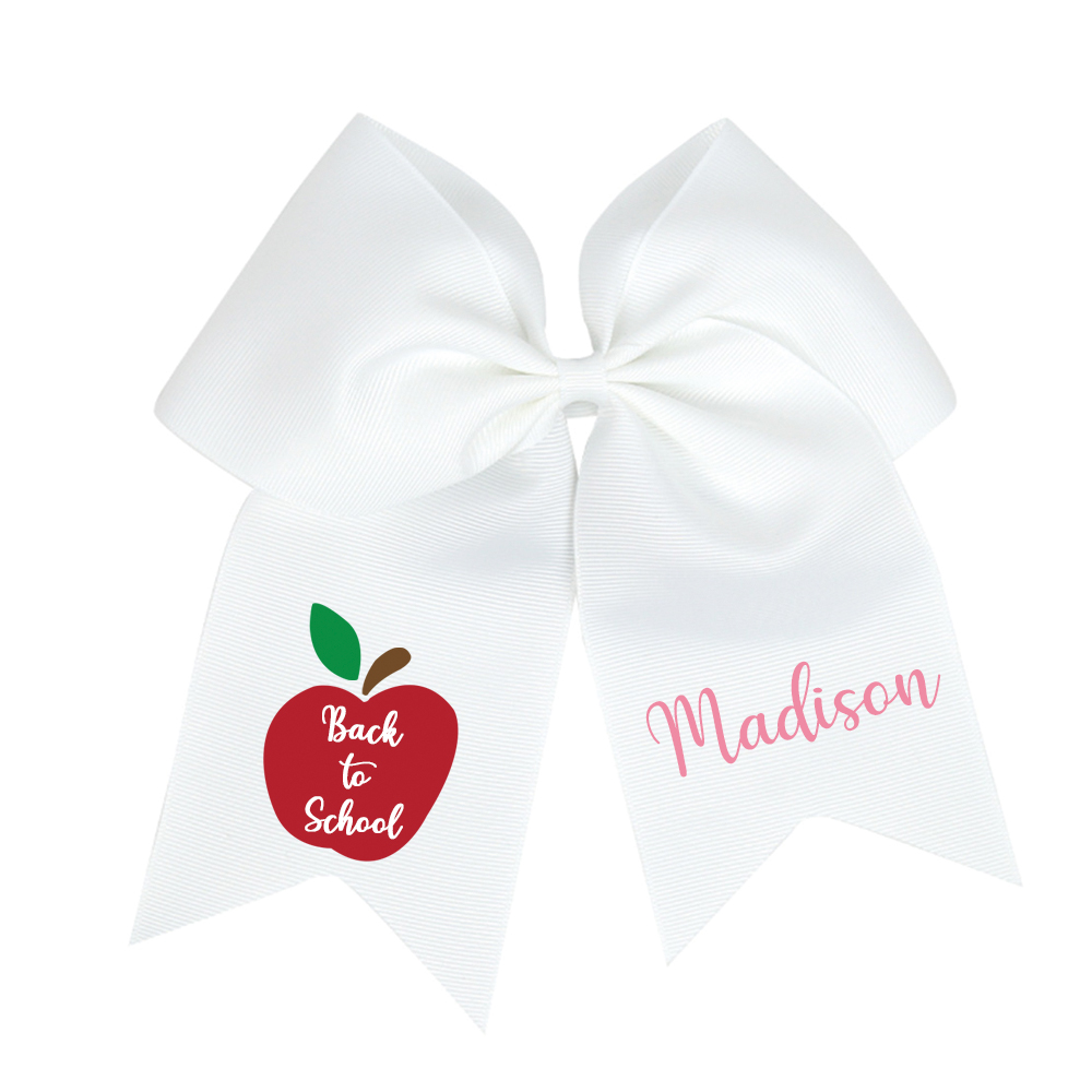 Personalized Girls Back To School Elastic Band Hair Bow | CWToy55
