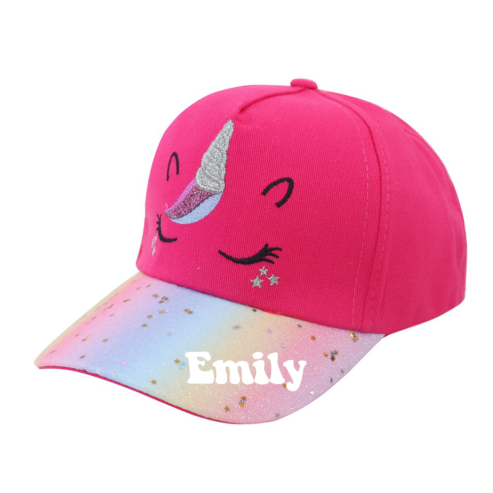 Personalized Unicorn Rainbow Shiny Glitter Baseball Cap | CWBeach120