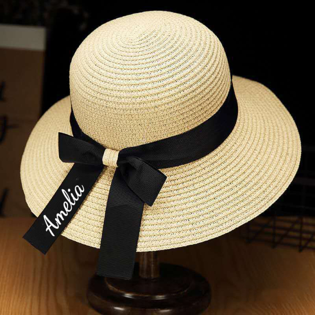Personalized Ribbon Bow Straw Floppy Hat for Comfort & Unique | CWBeach118