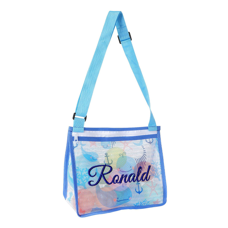 Personalized Embroidery Seashell Zipper Mesh Beach Bag | CWBeach132