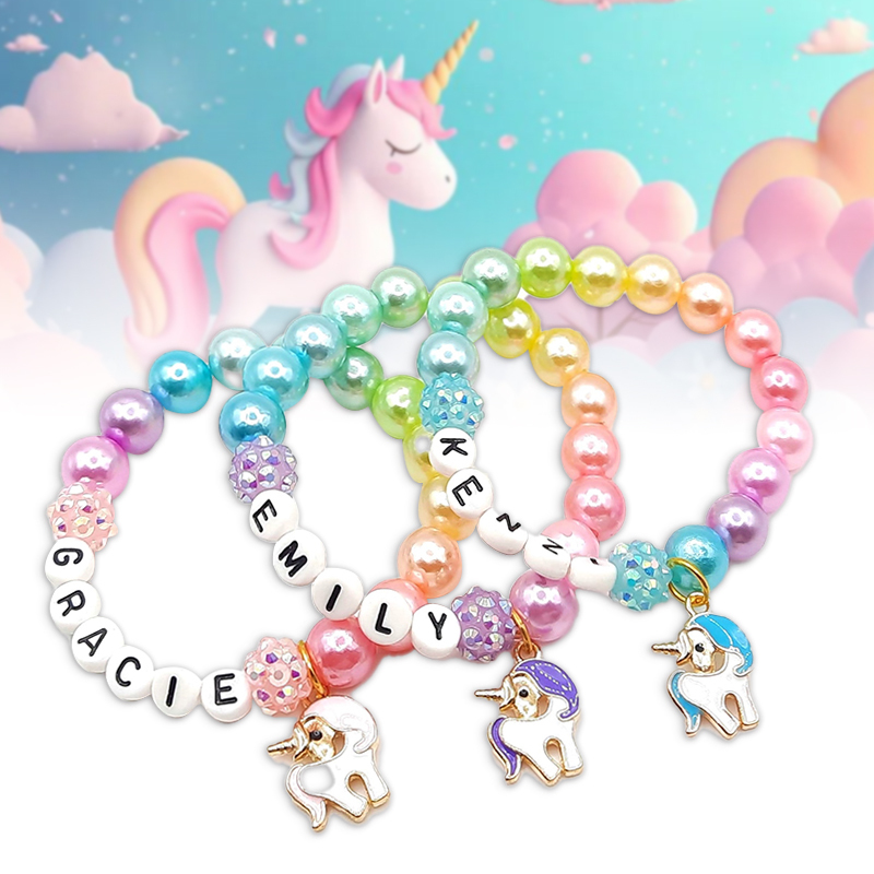 Personalized Kids Lovely Unicorn Bead Bracelet With Name | CWBeach138