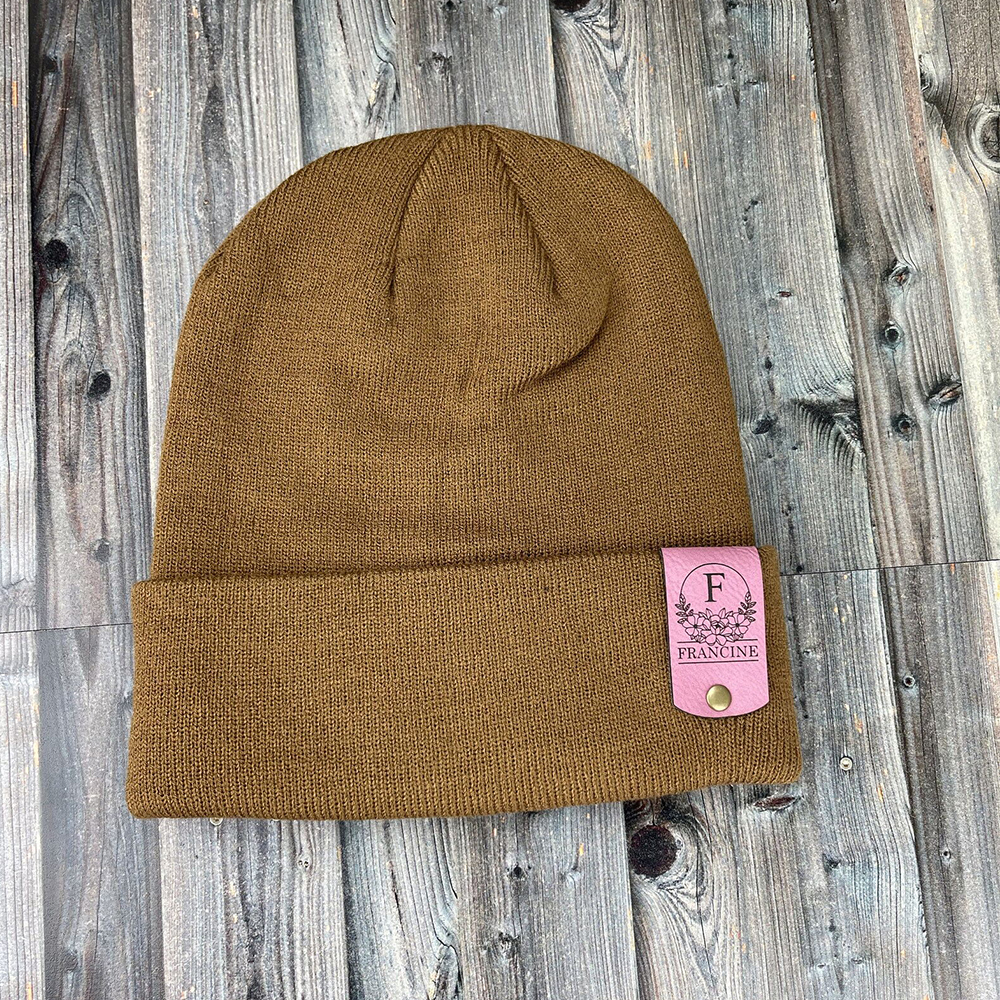 Personalized Leather Tag Infant Beanie for Comfort & Unique | HSKid31