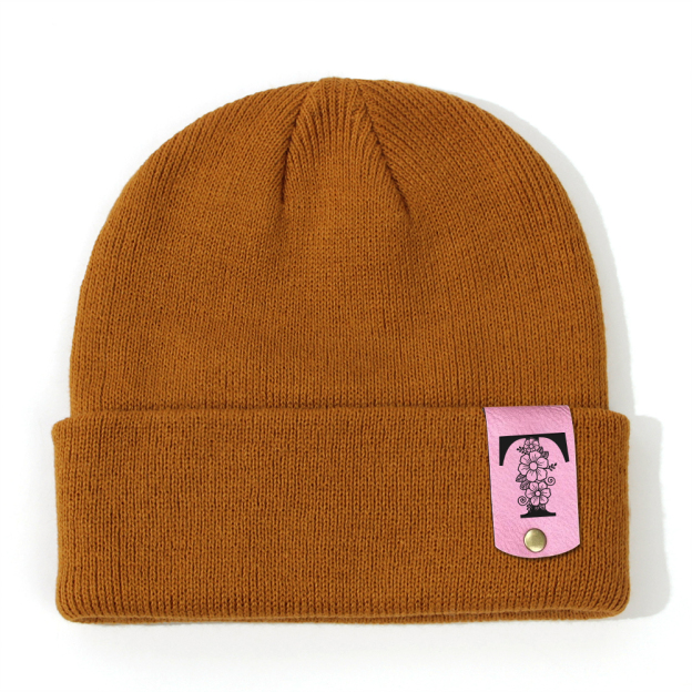 Personalized Leather Tag Infant Beanie for Comfort & Unique | HSKid31